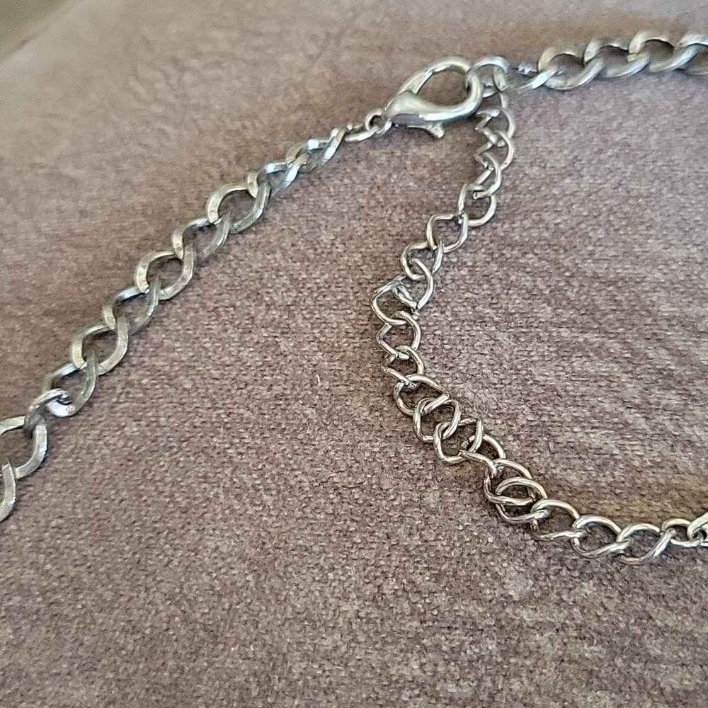 Vtg VCLM Industrial Metal Rhinestone Circle Pendant Festival Chain Necklace - Picture 7 of 7